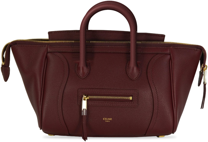 Celine Little Luggage in Syrah grained calfskin, front view